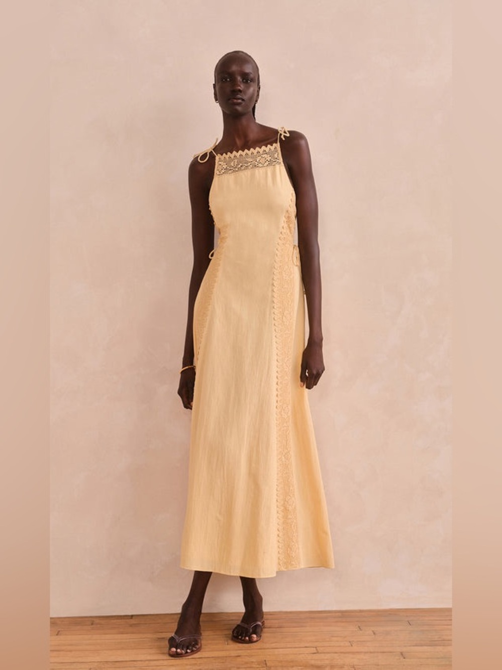 NWT SAYLOR Butter Lysandra Maxi Dress Yellow Linen Blend Size Small